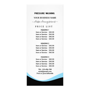 Funny Pressure Washing Power Wash Price List Rack Card