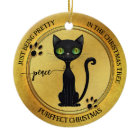 Funny Pretty Black Kitty Gold Christmas