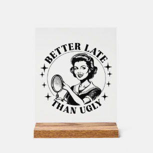 Funny pretty retro lady word art acrylic sign