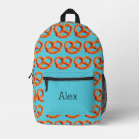 Funny Pretzels Snacks Brown Teal Print Cut Sew Bag