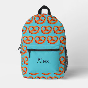 Funny Pretzels Snacks Brown Teal Print Cut Sew Bag