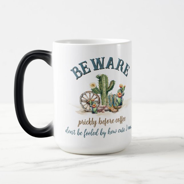 Funny Prickly Before Coffee Cactus Country Girl Magic Mug (Left)