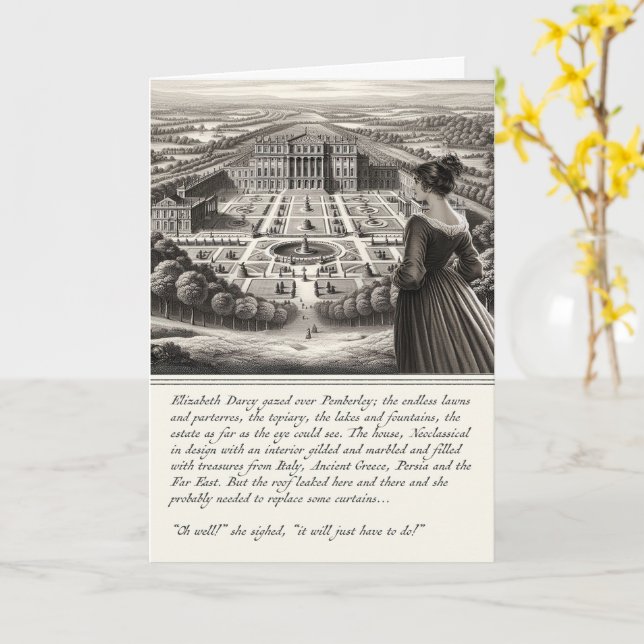 Funny Pride and Prejudice Jane Austen Card  (Yellow Flower)