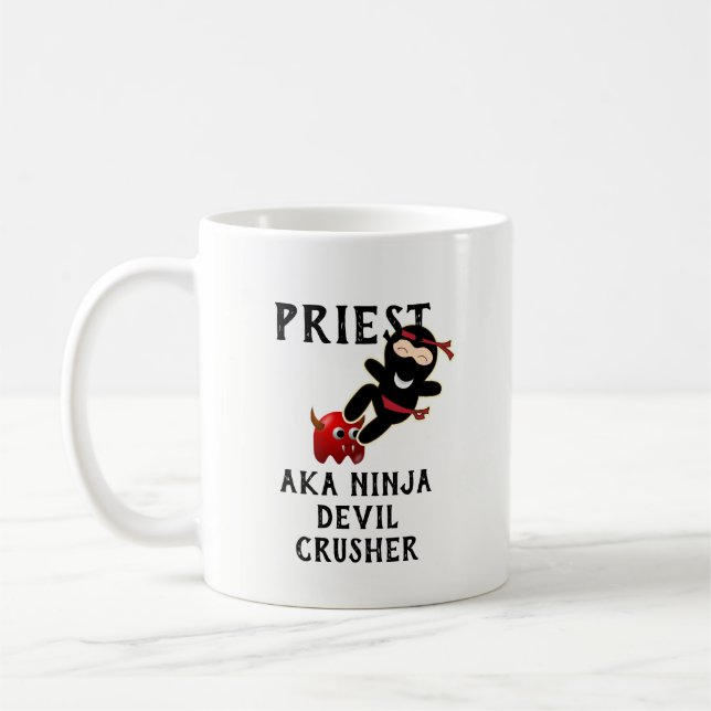 Funny Priest Gift AKA Ninja Devil Crusher Coffee Mug (Left)