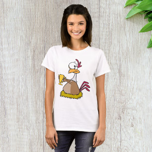 Funny Prize Chicken Holding Gold Trophy T-Shirt