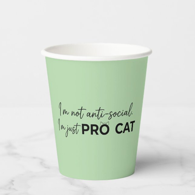 Funny Pro Cat Anti-Social Introvert  Paper Cups (Front)
