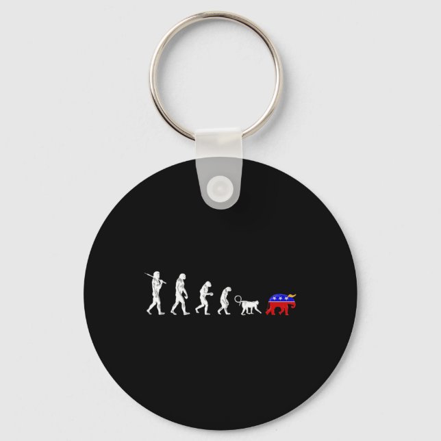 Funny Pro-democrat Anti-republican Devolution  Key Ring (Front)