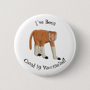 Funny proboscis monkey cartoon illustration 6 cm round badge
