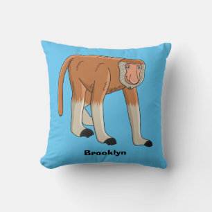 Funny proboscis monkey cartoon illustration cushion