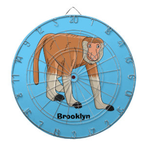Funny proboscis monkey cartoon illustration dartboard