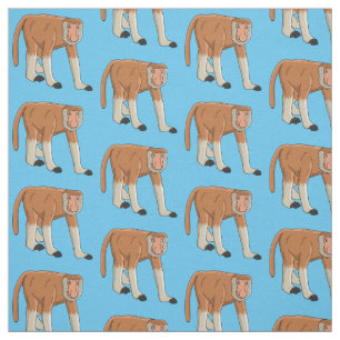 Funny proboscis monkey cartoon illustration fabric