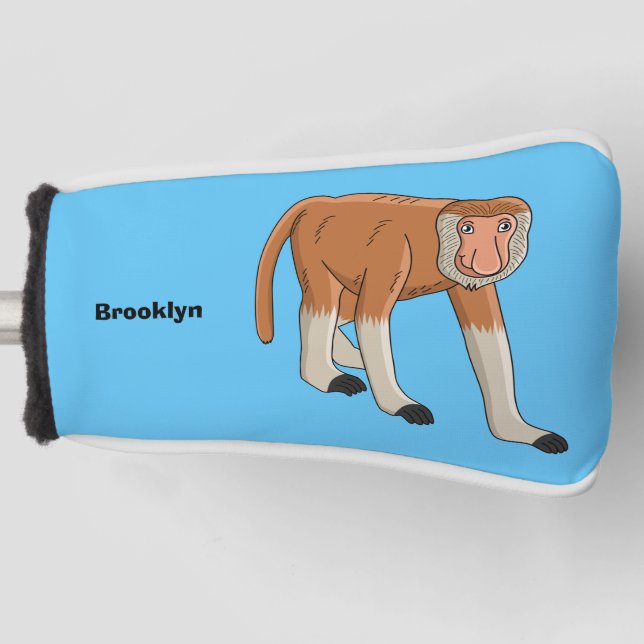 Funny proboscis monkey cartoon illustration golf head cover (Front)