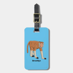 Funny proboscis monkey cartoon illustration luggage tag