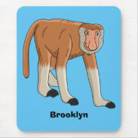 Funny proboscis monkey cartoon illustration