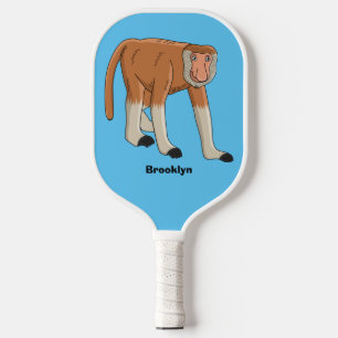 Funny proboscis monkey cartoon illustration pickleball paddle