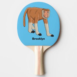 Funny proboscis monkey cartoon illustration ping pong paddle