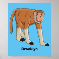 Funny proboscis monkey cartoon illustration