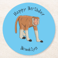 Funny proboscis monkey cartoon illustration 