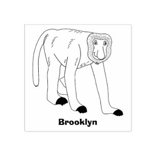 Funny proboscis monkey cartoon illustration rubber stamp