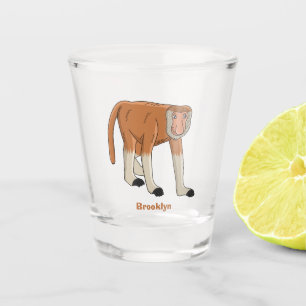 Funny proboscis monkey cartoon illustration shot glass