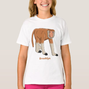 Funny proboscis monkey cartoon illustration T-Shirt