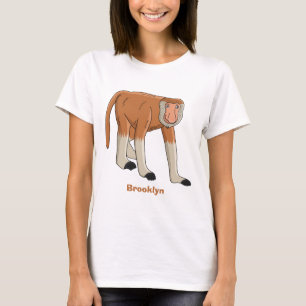 Funny proboscis monkey cartoon illustration T-Shirt