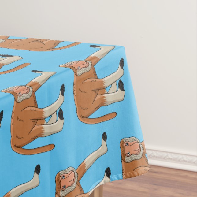 Funny proboscis monkey cartoon illustration tablecloth (In Situ)