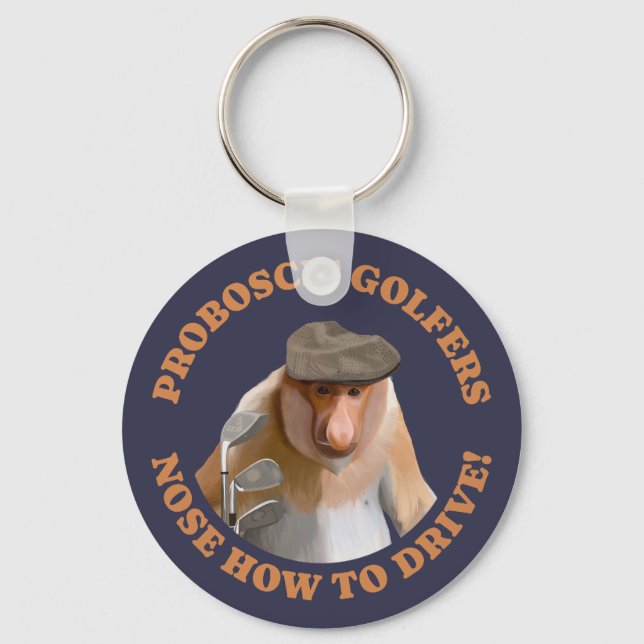 Funny Proboscis Monkey Golf Lovers  Key Ring (Front)