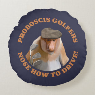 Funny Proboscis Monkey Golf Lovers Round Cushion