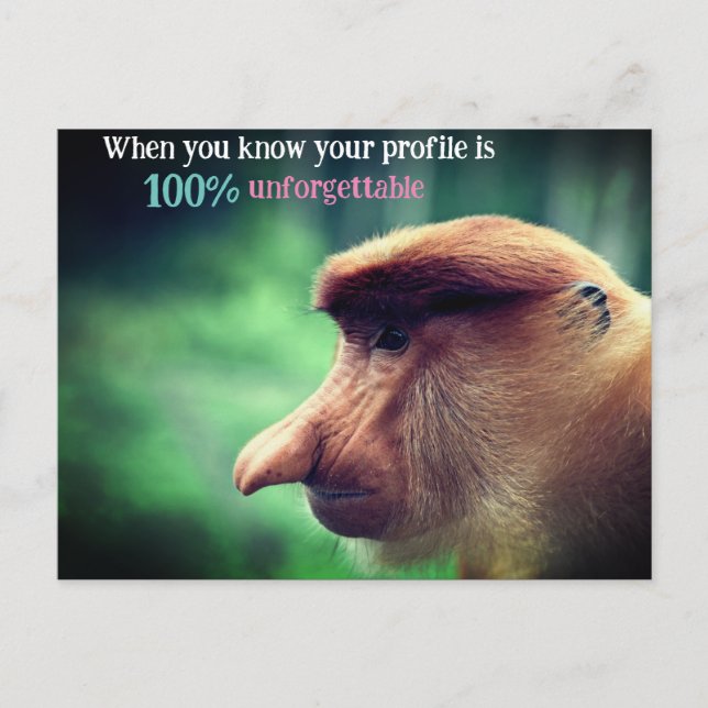 Funny proboscis monkey holiday postcard (Front)