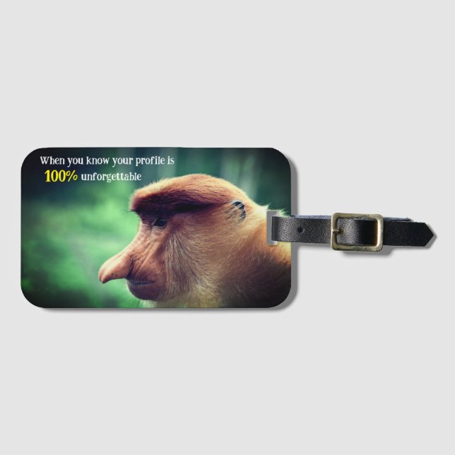 Funny proboscis monkey luggage tag (Front Horizontal)