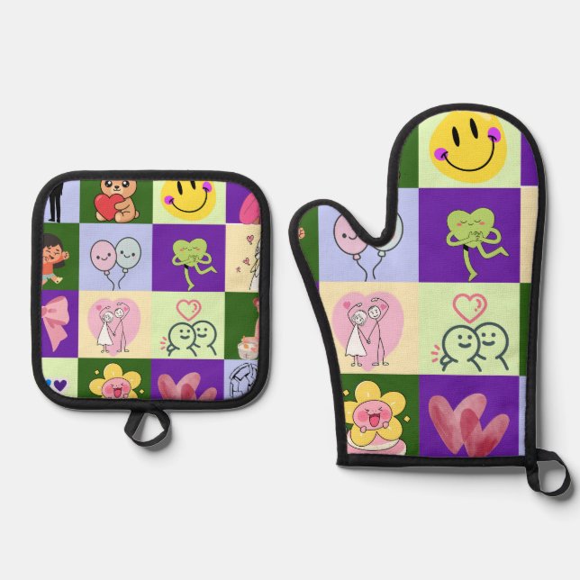funny product oven mitt & pot holder set (Front)