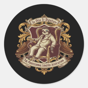 Funny Professional Loafer Sloth   In Otio Et Digni Classic Round Sticker