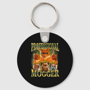 Funny Professional Mogger Cat Meme Mewing Looksmax Key Ring