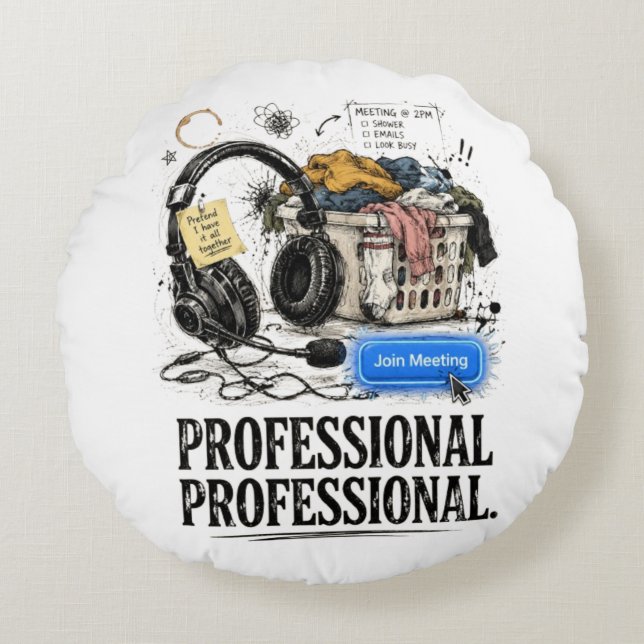 Funny Professional WFH Remote Work Throw Pillow (Front)