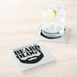 Funny Professor of Beardology Glass Coaster