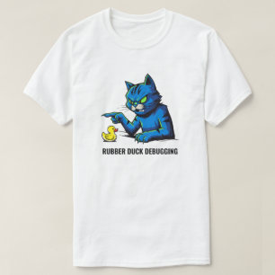 Funny Programmer Cat Rubber Duck Debugging Art T-Shirt