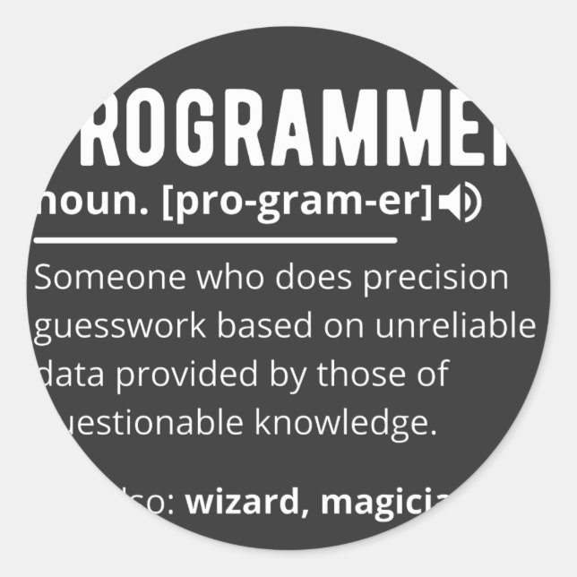 Funny Programmer Code Developer Meaning Definition Classic Round Sticker (Front)