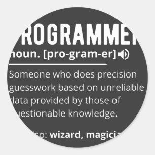 Funny Programmer Code Developer Meaning Definition Classic Round Sticker
