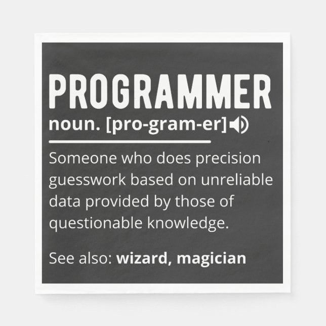 Funny Programmer Code Developer Meaning Definition Napkin (Front)