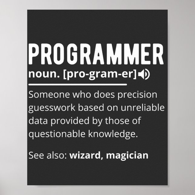 Funny Programmer Code Developer Meaning Definition Poster (Front)
