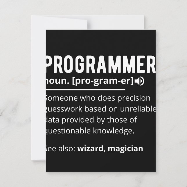 Funny Programmer Code Developer Meaning Definition Save The Date (Front)