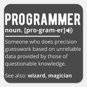 Funny Programmer Code Developer Meaning Definition Square Sticker
