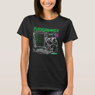Funny Programmer Coder Computer Programming Cat Lo T-Shirt