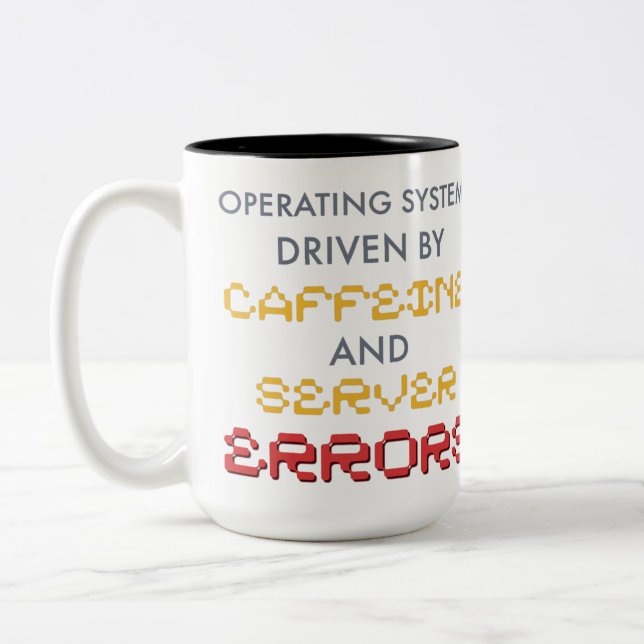 Funny Programmer Coffee and Server Errors Two-Tone Coffee Mug (Left)