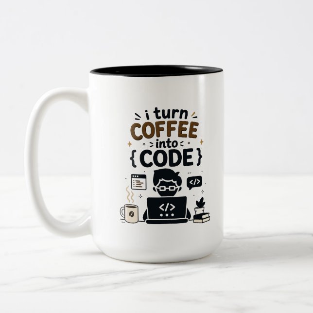 Funny Programmer Design Two-Tone Coffee Mug (Left)