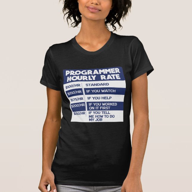 Funny Programmer Hourly Rate Computer IT Coder T-Shirt (Front)