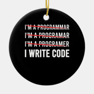 Funny Programmer I Wite Code Ceramic Tree Decoration