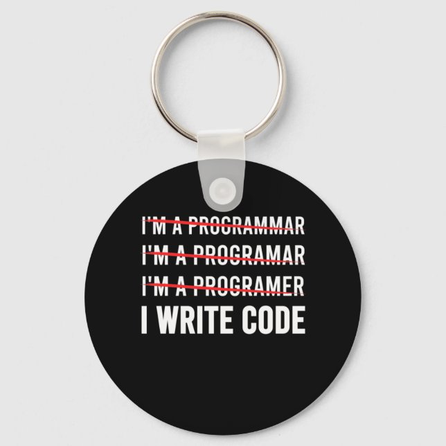 Funny Programmer I Wite Code Key Ring (Front)