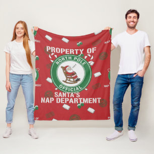 Funny Property of Santa's Nap Department Christmas Fleece Blanket